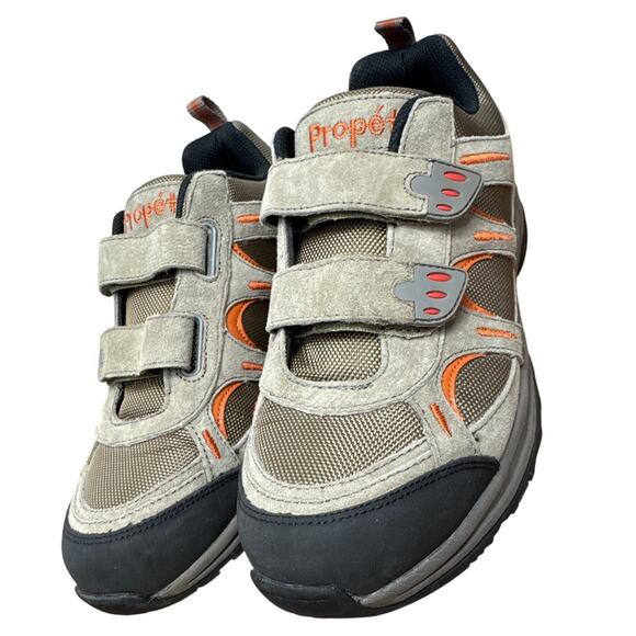 Propét Shoes Men's 7.5 Connelly Strap Slip-On Sneaker Gray Gunsmoke Orange M5502 - Picture 1 of 11